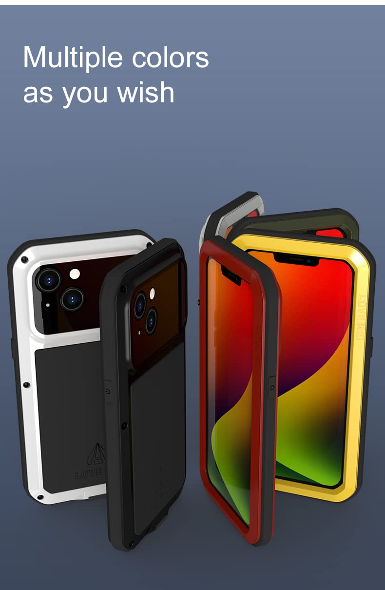 Custodia impermeabile in metallo potente per iPhone 14 Plus Custodia protettiva antiurto per tutto il corpo - Verde militare