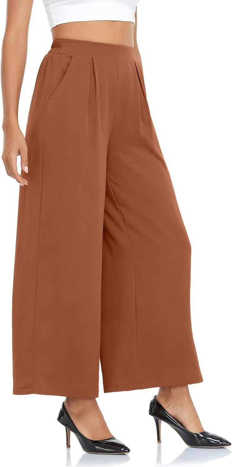 Pantalon à jambe large taille haute pour le bureau et les sorties