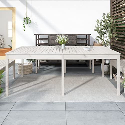 ARKEM Tavolo da Giardino Bianco 203,5x100x76cm Legno Massello di Pino,Tavolo Pieghevole Rettangolare Multifunzione Con Piano E Struttura Richiudibile Salvaspazio, Per Arredo Esterno, Interno, Giardino