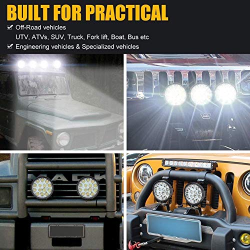 4.5” Round Work LED Light, 42W Fog Offroad Off Road Lights Driving Lamp Waterproof for Hunting Pickup UTV Truck Car Boat SUV Boat 4WD ATV 12V 24V 4x4 Tractor Motorcycle