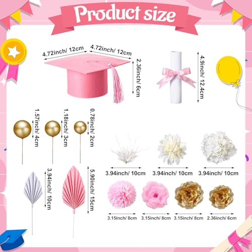 Sureio 42 Pcs Graduation Cake Toppers 2026 Graduation Cap Diploma Congrats Grad Cake Decorations Balls Flowers Cupcake Toppers for High School College Senior Graduate Party Decor Supplies by Sureio - Used condition - Image 7