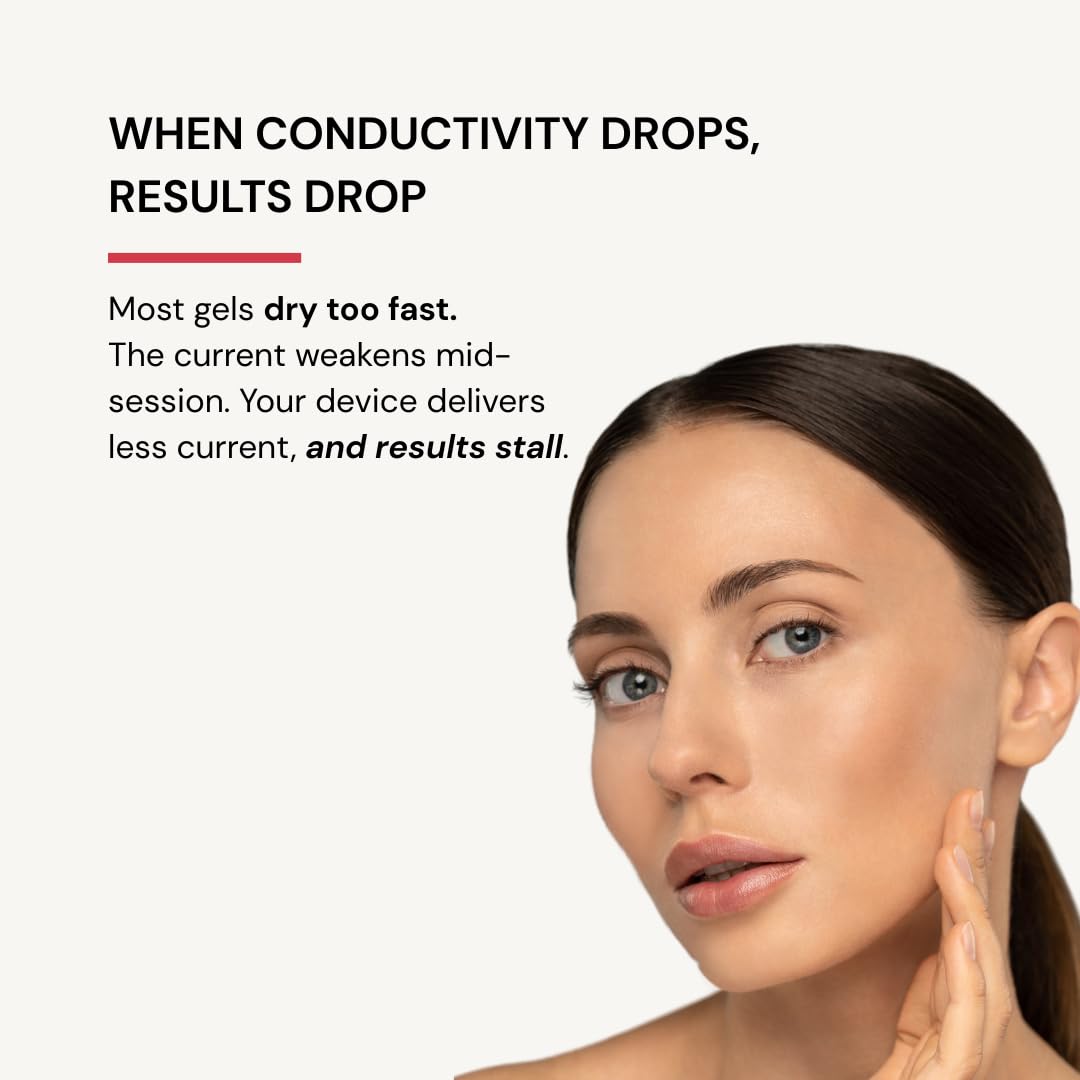 Glow Rose Premium Conductive Gel for Microcurrent & RF Devices Keeps Current Strong for Better Lift & Consistent Results Leave-On, Non-Sticky Performance Skincare - Image 3