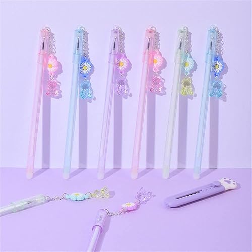 Miniatura 7 de 1 bolígrafo kawaii con dije de oso y tinta de gel, punta fina, color negro, para diario, escritura, dibujo (margarita al azar, 1 unidad)