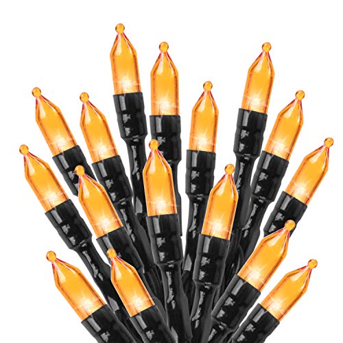 Image of Orange LED Outdoor Halloween Lights, Halloween Decorations, 39 FT 100 LED Mini Lights with 8 Lighting Modes,Connectable String Light Plug in for Garden Patio Party Haunted House Ghost Holiday Decor | 8 Lighting Modes, Connectable Mini String Lights, Plug In for Garden Patio Yard Party Haunted House Ghost Holiday Fall Decor
