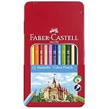 Faber-Castell 115801 - Estuche de metal con 12 lápices de color Castillo, colores surtidos