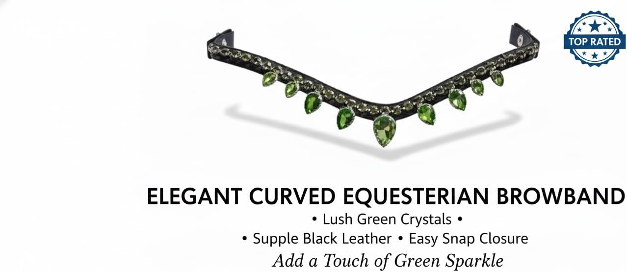 Leather English Bridle Soft Padded Browband Crystals for Horse Bridles with Sparkly Bling Diamond Decorated Bling Dressage COB M14