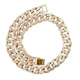 MAGICLULU Cadena Cubana para Hombre 50 Cm Color Dorado Incrustación Completa de Cristales, Joyería Hip-hop Vintage y Accesorios Masculinos para Fiestas y Estilo Urbano