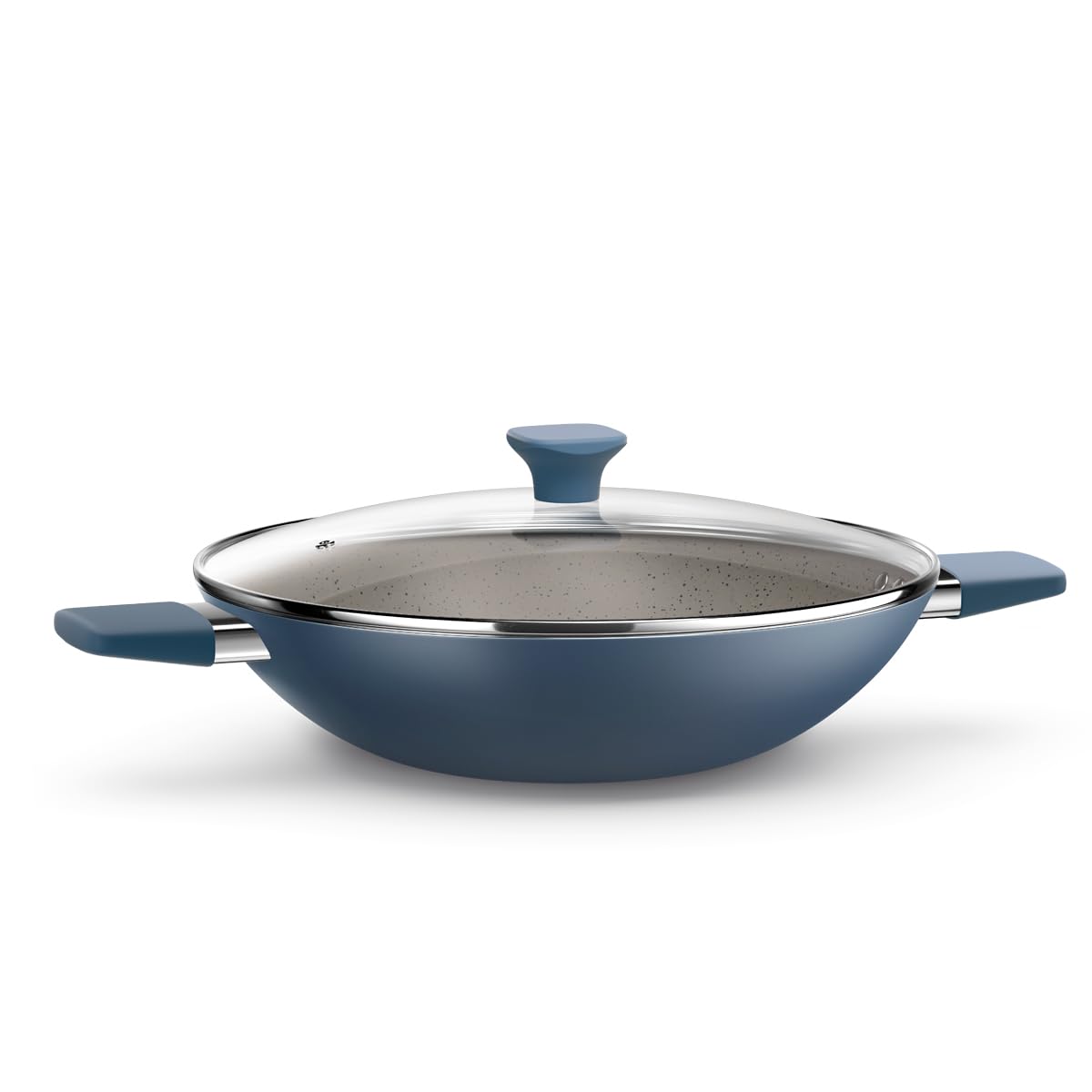 Euro Home - Frigideira Wok com Alça e Tampa de Vidro 28 cm com Antiaderente Intense Azul