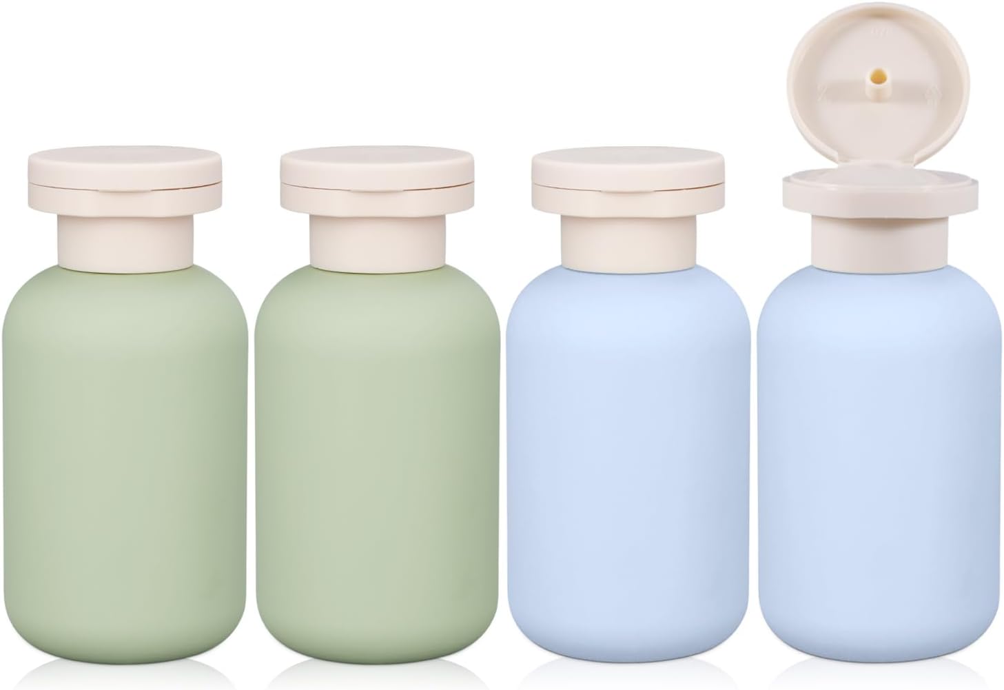 ASEVAT 3.4 oz/4 Pack Travel Bottles for Toiletries, Small Travel Shampoo and Conditioner Bottles, Refillable Containers Leak Proof, Plastic Squeeze Bottles with Flip Cap, green+blue