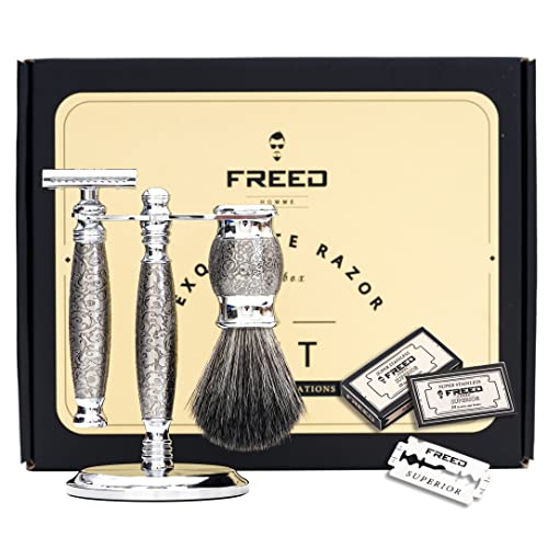 Freed Luxury Shaving Set For Men - Double Edge Safety Razor With Alloy Handle Include 120 Count Japanese 6Cr13 Stainless Steel Blade,It's The Best Gift For Men, Fathers,Or Birthdays. #TOP2