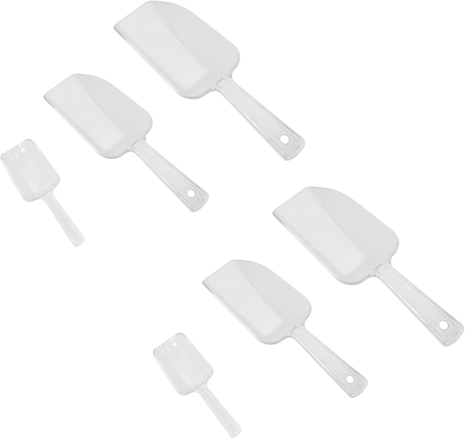 6PCS Kitchen Food Scoop Acrylic Ice Scoop Clear Candy Scoops with 3 Different Sizes for Coffee and Flour