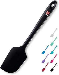 DI ORO Silicone Spatula - 600°F Heat-Resistant Rubber Kitchen Spatula for Baking, Scraping, & Mixing - BPA Free Nonstick Cookware Safe Flexible Utensil for Cooking - Seamless & Dishwasher Safe (Black)