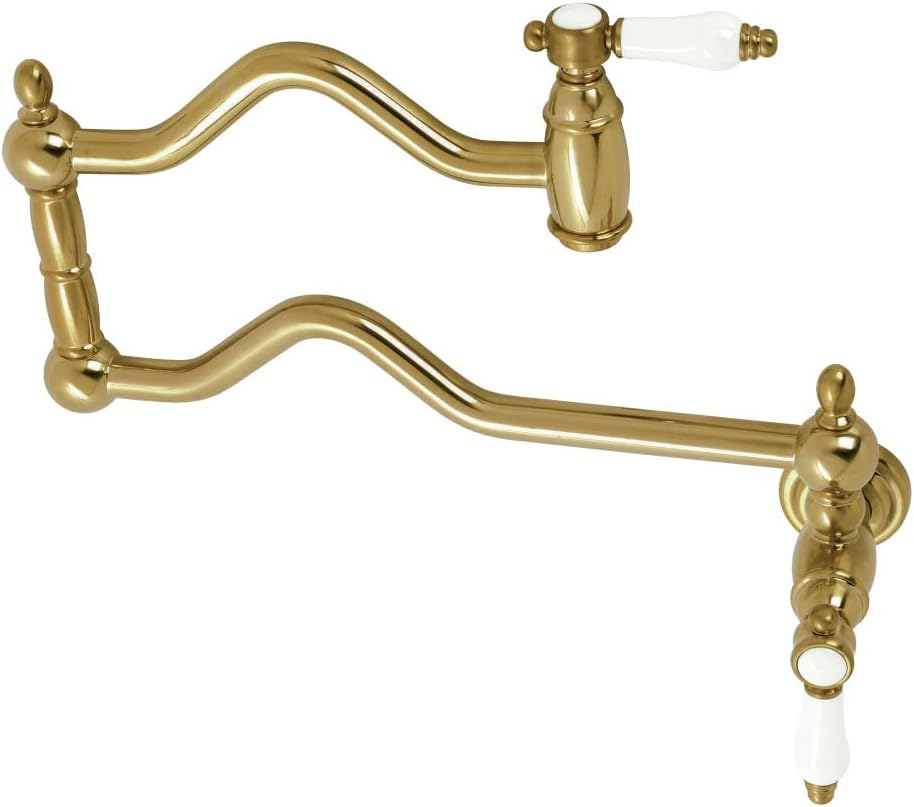 Kingston Brass KS2107BPL Bel Air Wall Mount Pot Filler, Brushed Brass