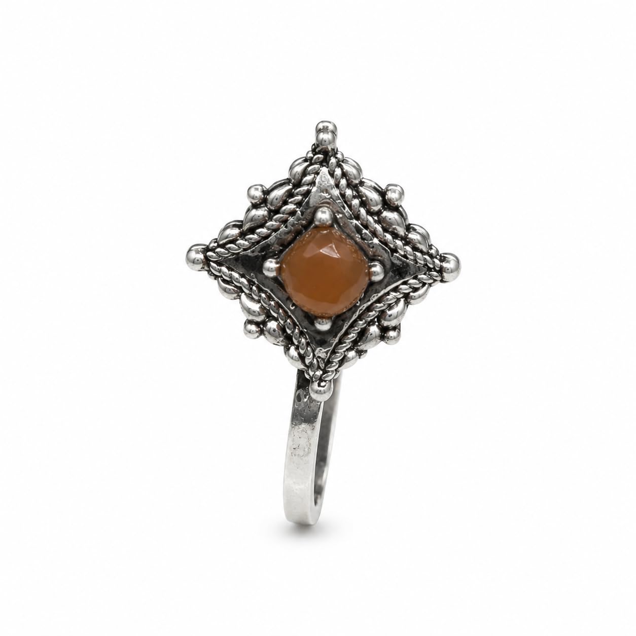 Jewellery Amazing Oxidised silver finishing Brown stone stud Square shape Flower Design Nose Pin | Ring | Without Piercing | Adjustable | Nose Ring | Nathiya|Nathani | For Festival |Navratri For womens & Girls.-image-47