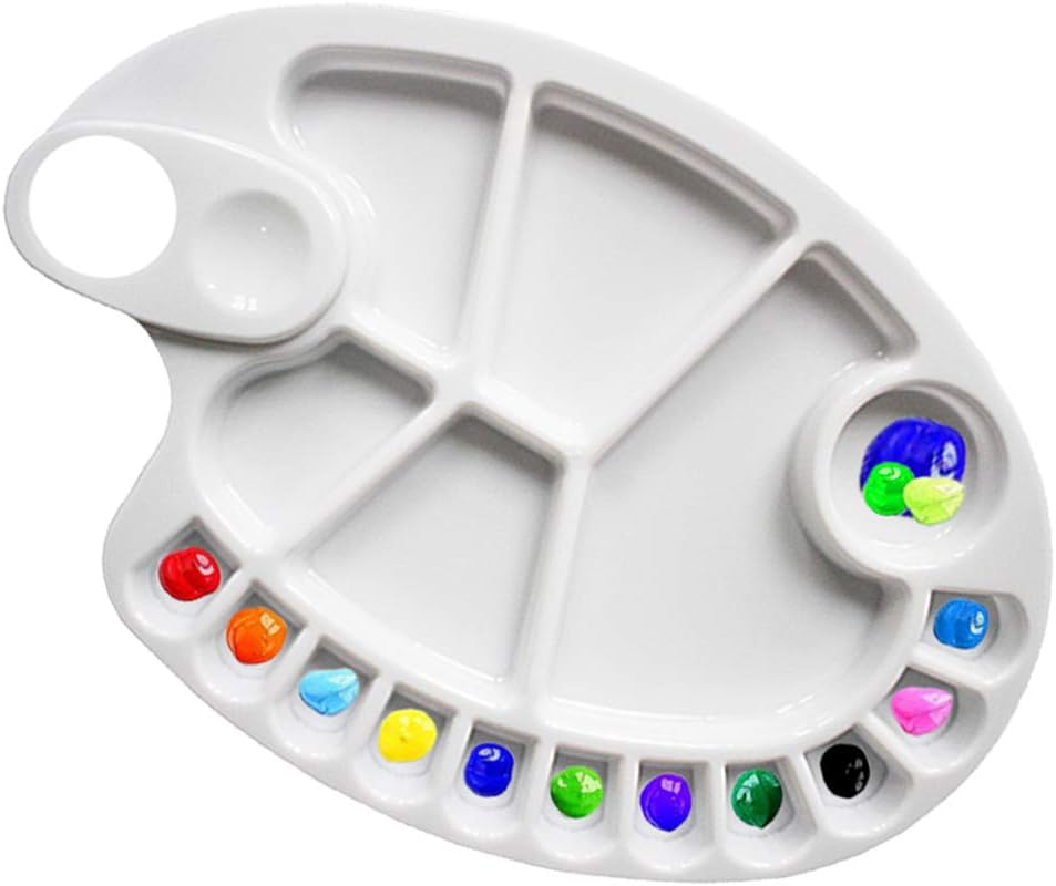 Non-Stick Paint Palette Artist Paint Mixing Tray Palette Oval Shaped Easy Clean Art Palette 17 Wells (1 PCS)