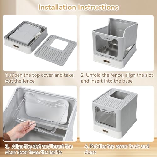 Arenero de acero inoxidable plegable con tapa para gatos miniatura 6