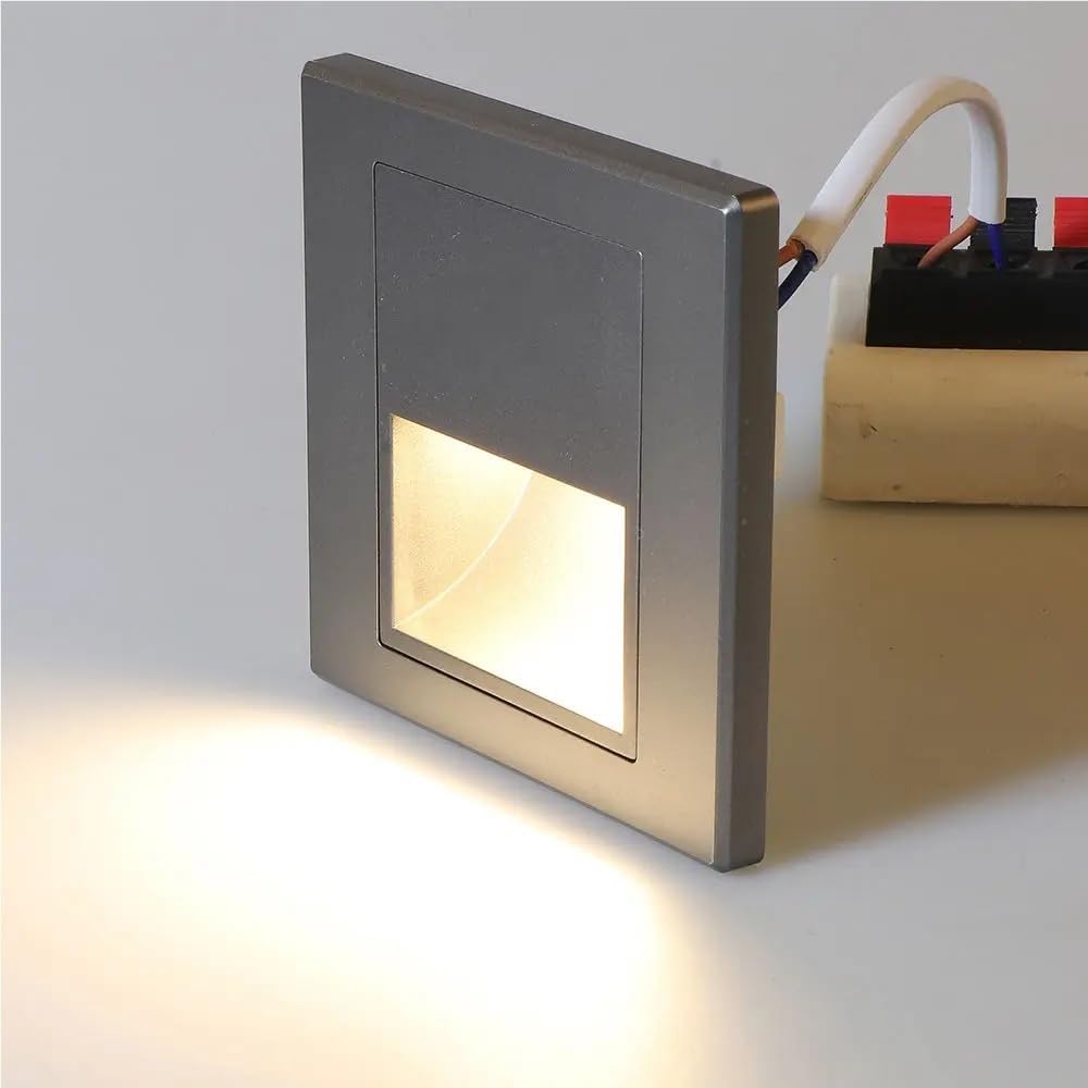 PIR Motion Detector Light Sensor Led Lights AC 110V-240V Recessed Staircase Bedroom Wall Lamp Led Night Light(Black Sensor)