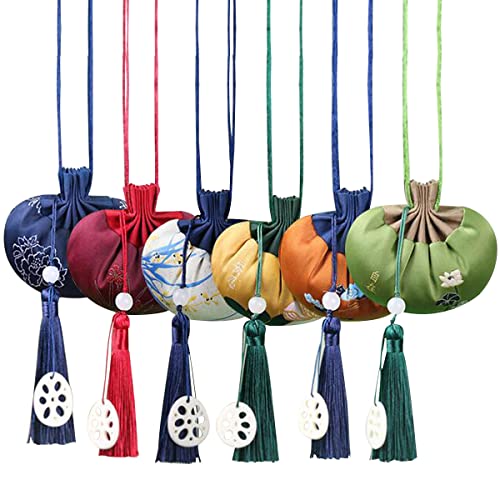 6 Bolsitas Chinas de Brocado con Cordón para Joyas miniatura 1