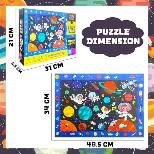 Image of VGRASSP 70 Pcs Space Themed Solar System Based Interlocking Puzzle Toy - Search, Find and Connect Educational, Challenging & Brain Booster Jigsaw Puzzle for Kids, Boys and Girls