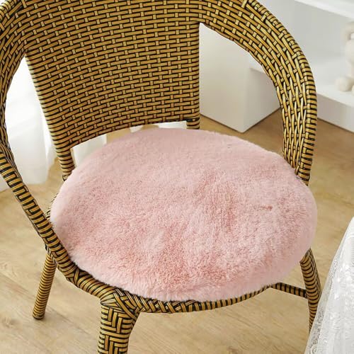 Générique Coussin Rond 40 x 40 CM Rose, Peluche Galette de Chaise avec Fermeture éclair, Lavables et Antidérapantes, Rond Coussins pour Chaises de Jardin...