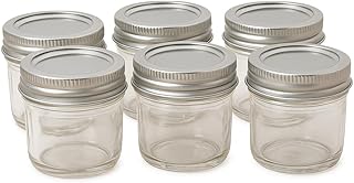 (Pack of 6) Smooth Crystal Mason Jelly Jars with Lids and Bands – Quarter Pint (4 oz) Size – Ideal for Canning, Pickling, Juices, Jams & Jellies