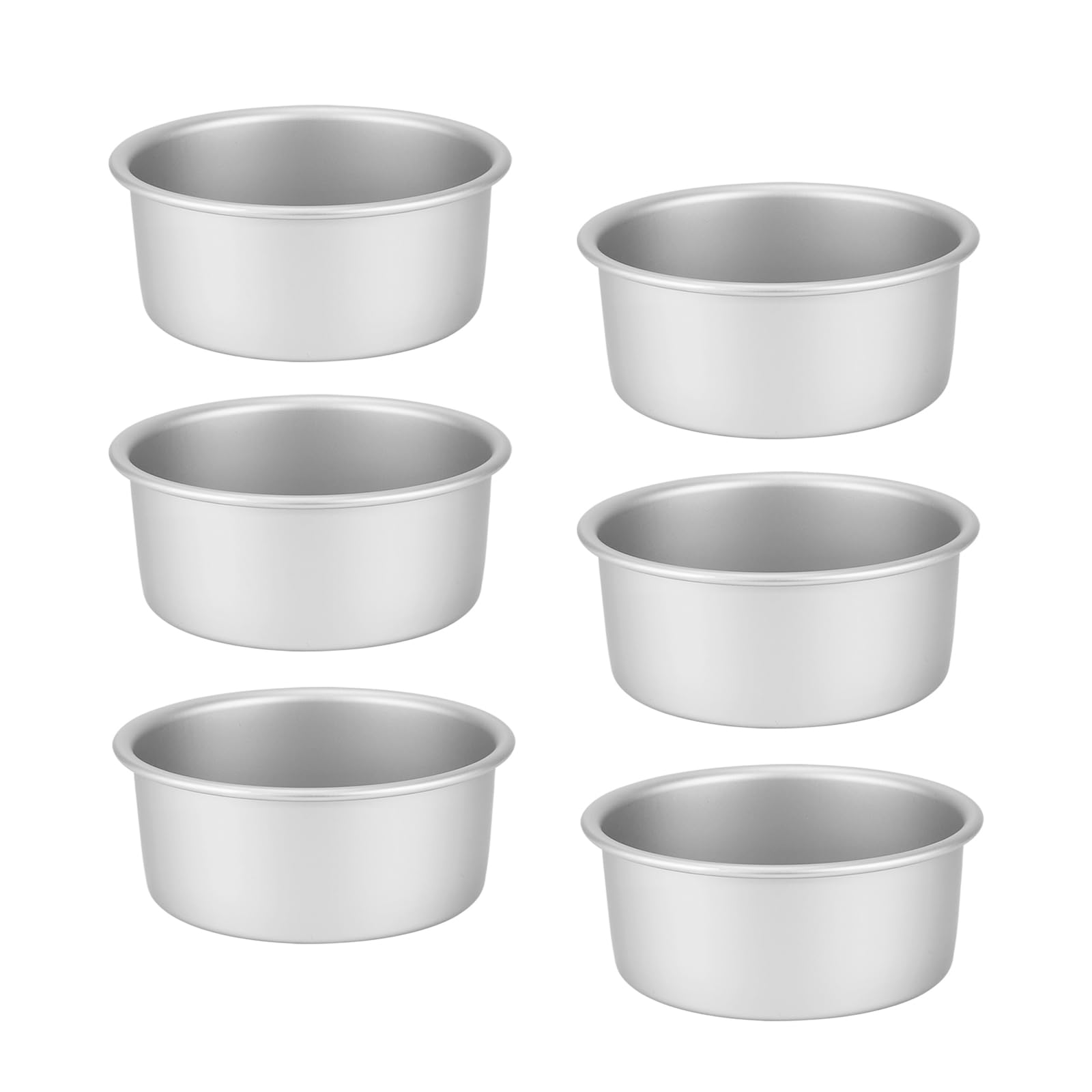 6 Pezzi Mini tortiere rotonde da Ø 10 cm, Teglia da forno per torte in alluminio anodizzato con fondo rimovibile, per cheesecake, torte e quiche, Argento