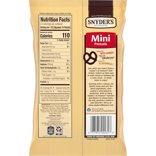 Image of Snyder's Of Hanover Mini Pretzels, Kosher, Non-GMO, 3.5 Ounce (Pack of 8)
