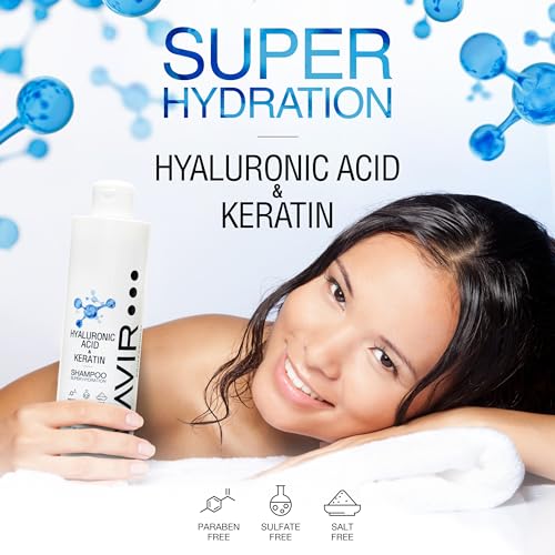 NAVIR Profesional | Pack champú sin sulfatos ni parabenos con Ácido Hialurónico y Keratina, mascarilla y acondicionador – Tratamiento post alisado orgánico hidratante para cabello - 500ml+200ml+200ml - imagen 2