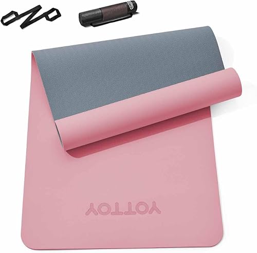 Miniatura 13 de Esterilla de yoga, esterilla de ejercicios antideslizante de TPE (1/4 pulgada) para pilates, fitness y entrenamientos a pie descalzo, esterilla de