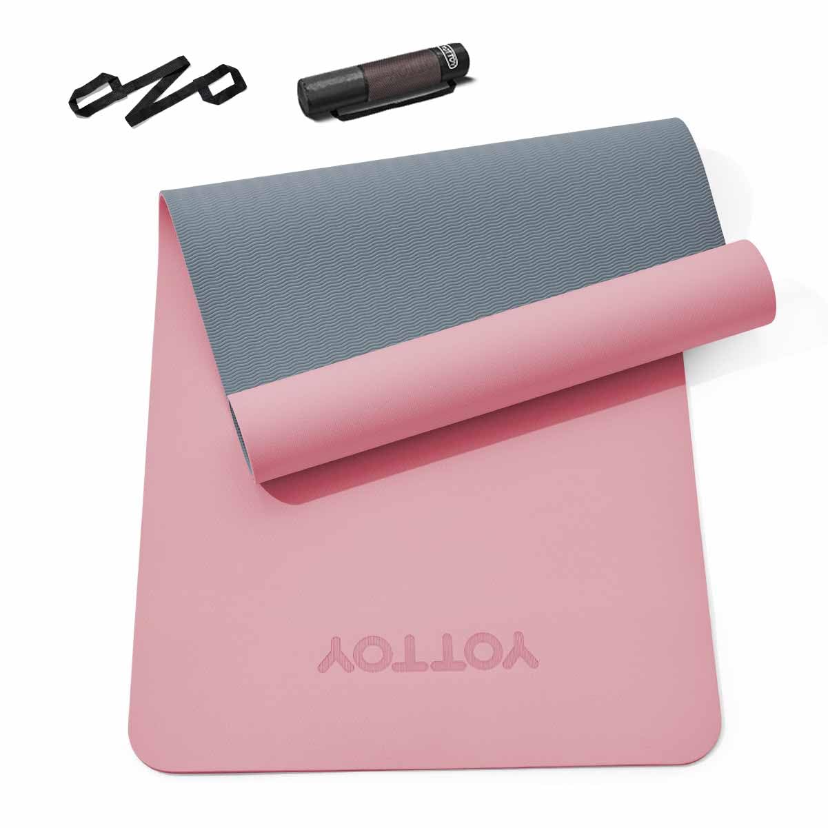 Yoga Mat Non-Slip TPE Exercise Mat 1 4 Inch for Pilates Fitness Barefoot Workouts Home Gym Studio with