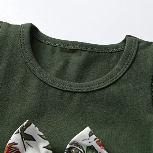 3Pcs Baby Girl Clothes Ruffle Floral Shirt Tops Pants Headband Outfit Sets (Green, 9-12 Months) #TOP2
