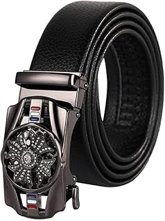 Cintura Da Uomo Con Fibbia Automatica Tempestata Di Diamanti Rotante Verde Di Mezza Età Cintura Da Uomo E Da Donna Nera
