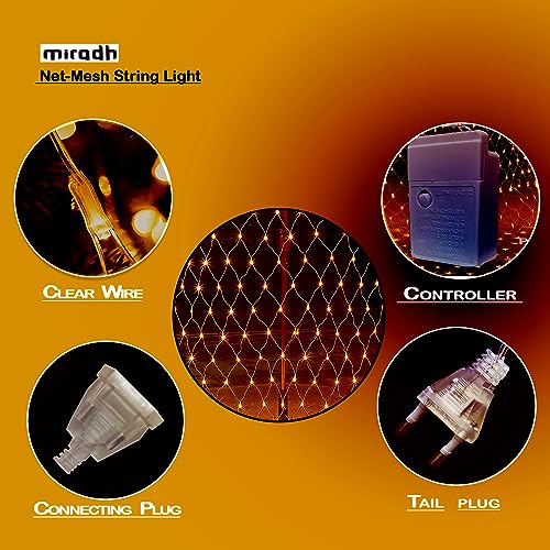 MIRADH Led Net Mesh String Lights-Diwali Lights for Home Decoration Led Lights Ganpati Decoration -6.6X6.6Ft, 2x2 Meter 144 LEDs (8 Mode Warm-White),1 Meters product image 8