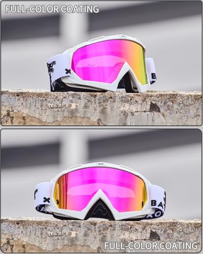 Motocross Brille Mtb Brille Dirt Bike ATV Crossbrille goggle Sicherheit Tactical Riding Motorradbrillen für Herren Damen Jugend (Weiß Lila PRO, Large)