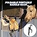 Shinylin 2 Pcs Folding Portable Saddle Rack, Hangs on StallWalls or Doors, Removable Horse Saddle Rack Stand