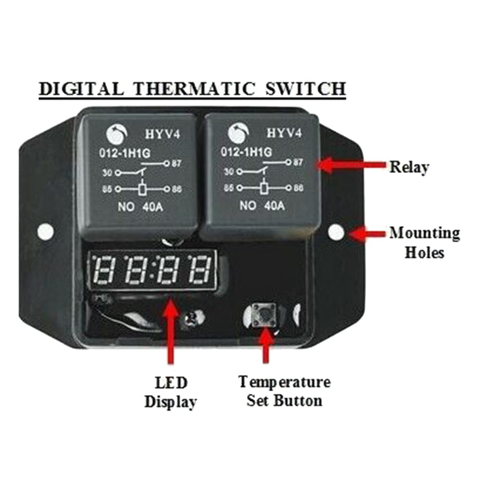 Lisher 1 Set 0444 Ventilatori per radiatori digitali: gamma di temperatura regolabile, set con interruttore per ventola termica, nero