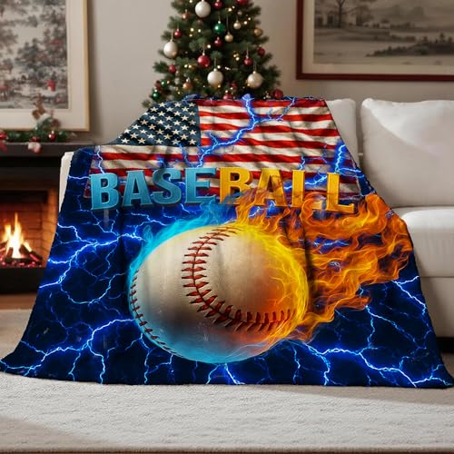 Blanket for Boys Girls Teens Kids, Soft Cozy Throw Blanket, Plush Fleece Blanket Blankets Accessories for Bed Couch Living Room Home (Baseball, 80"x60")