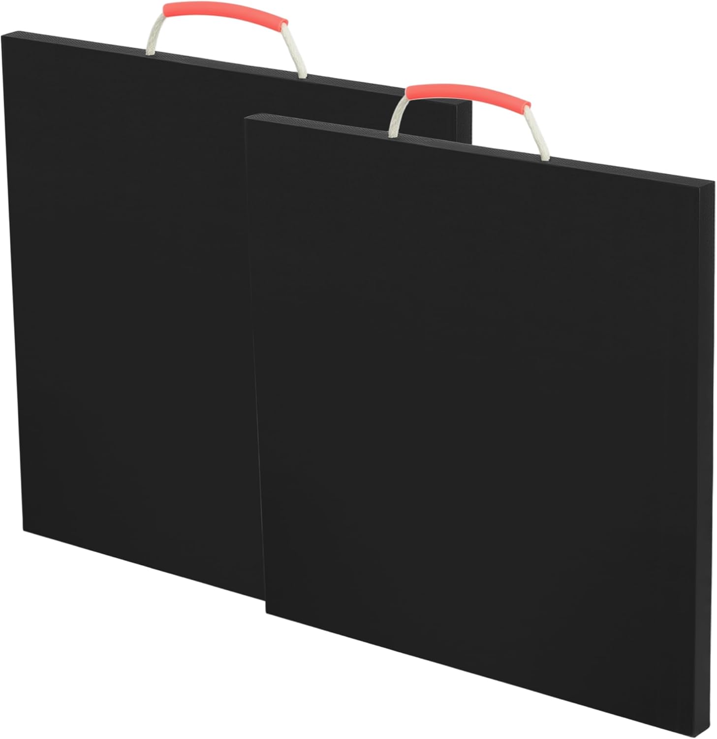 2 Pcs Outrigger Pads, 18" x 18" x 1" Heavy Duty RV Jack Pads with Handle, Non-Slip Rv Stabilizer Rv Pads or Leveling Jacks Blocks for Truck Trailer Crane Wrecker Service Truck, Black