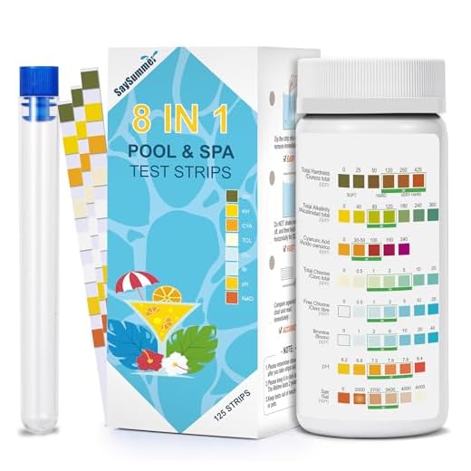 Salt-Water Pool Test Strips Kit: 125 Counts 8-in-1 for Salt Water Pool Testing Kit, Salt Pool Test Strips for Hot Tub Spa Testing Salt Chlorine pH and More