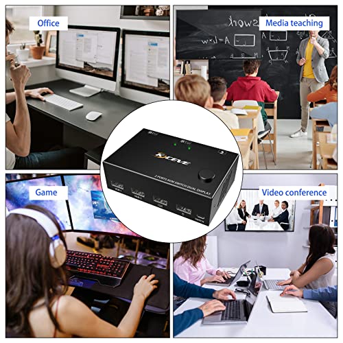 Duální monitor KVM Switch HDMI 2 porty 4 K@30 Hz, HDMI USB přepínač pro 2 počítače je součástí dodávky 2 monitory a 4 USB 2.0 hub, Desktop Controller a USB HDMI kabel