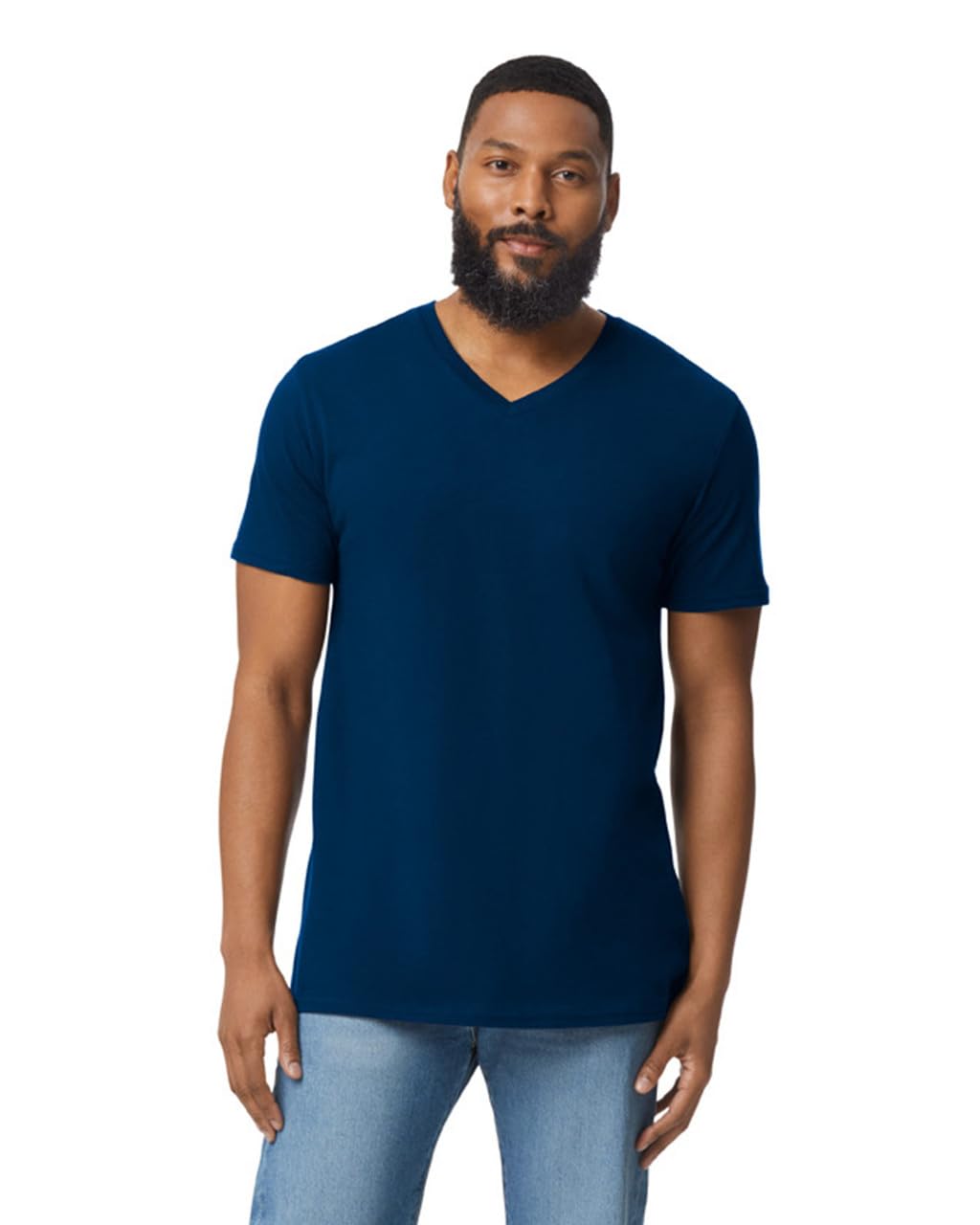 Gildan Mens Soft Style V-Neck T-Shirt Colour=Navy Size=XL
