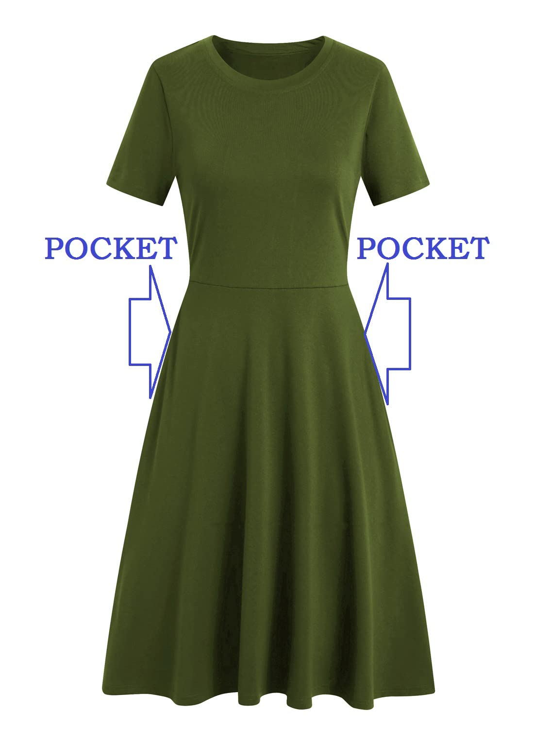 Damen Elegant Vintage Sommer Casual Blumendruck Arbeit Party Swing A-Linie Kleid mit Taschen H162