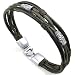 KONOV Mens Womens Leather Rope Bracelet, Tribal Braided Cuff Bangle, Brown Black Silver