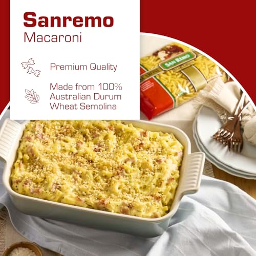 Image of San Remo Macaroni Pasta, 500g | Source of Protein & Fibre | No Preservatives | Quick & Easy to Cook | 100% Vegetarian (Pack of 2)