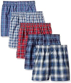 Fruit of the Loom Boys' Woven Boxer, Exposed and Covered Waistband