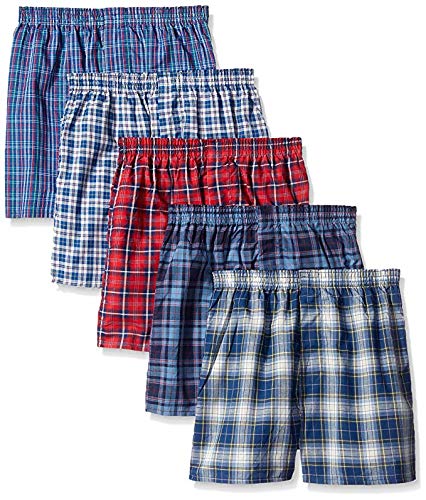 Fruit of the Loom Boys' Woven Boxer, Exposed and Covered Waistband