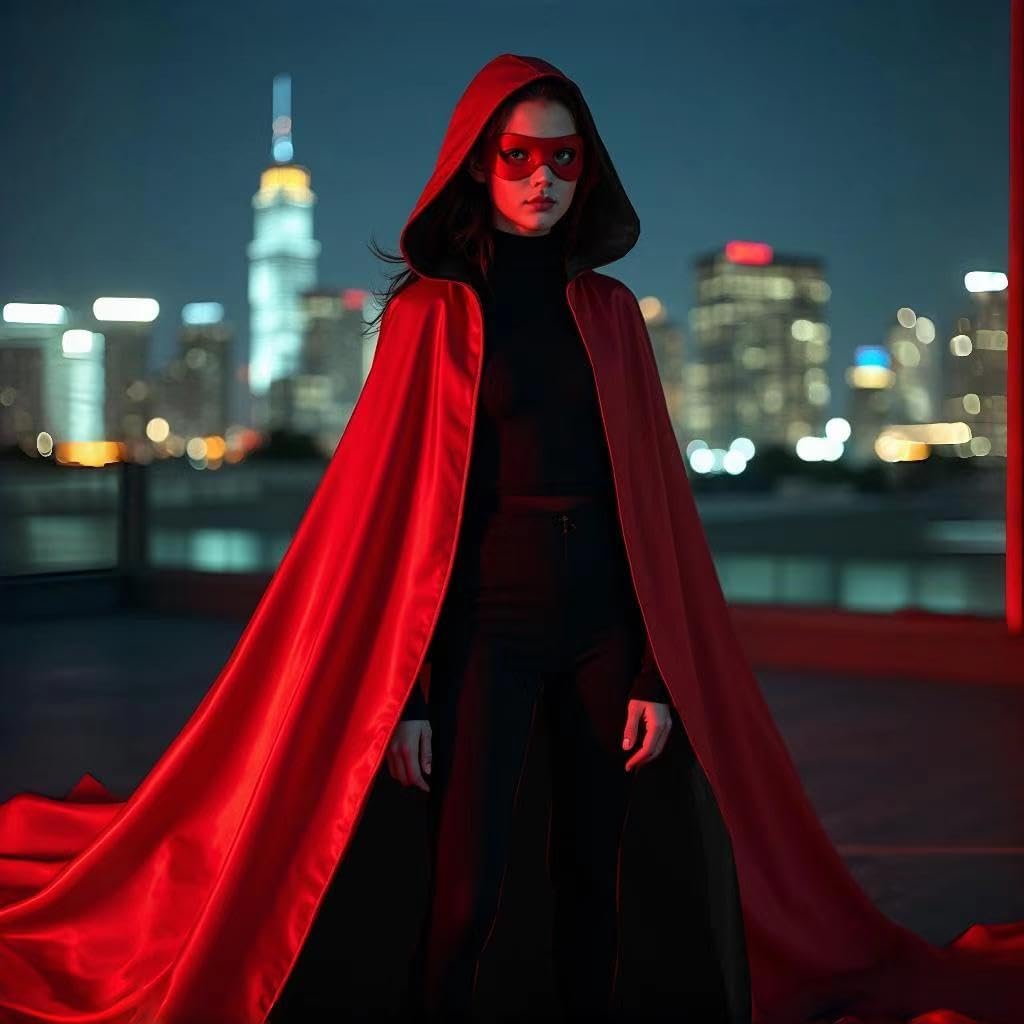 Reversible Hooded Cloak Unisex Halloween Cosplay Costume Witch Black Red Cape Robe Vampire Cloak Full Length Masquerade Party Cape for Men and Women