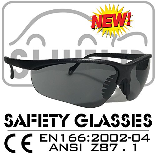 Preisvergleich Produktbild SHIELD *Shooter* Grey Polarized Sport Schutzbrille, Sicherheitsbrille, Schießbrille, Arbeitsschutzbrille nach DIN EN-166, Bikerbrille