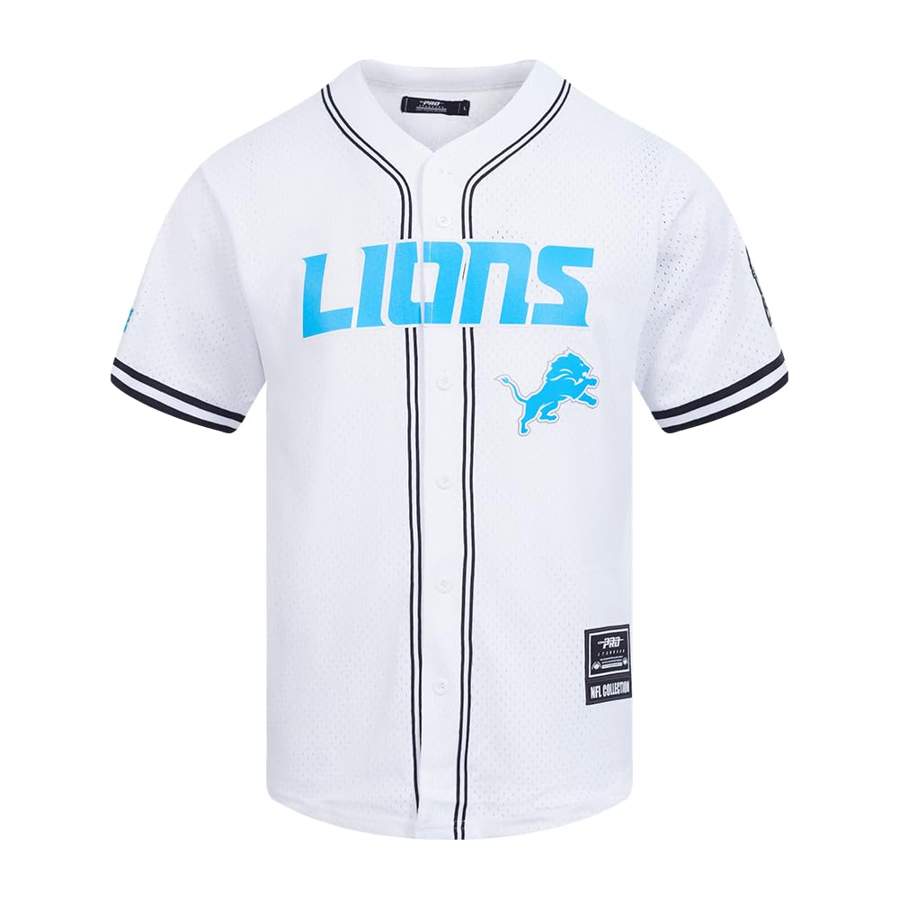 Pro Standard Men's NFL Detroit Lions Mesh Button Down Mesh Top White/Black/White, 3XL — image 1