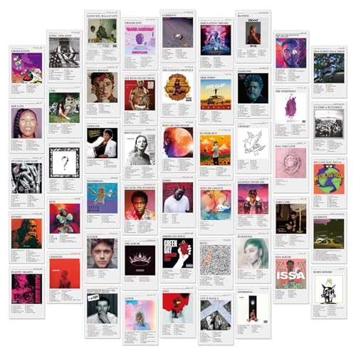 El Mejor Listado de Pósteres - los preferidos. 44 50 piezas de pósteres impresos de 4 x 6 pulgadas, kit de collage de pared para decoración de habitación - cubierta de álbum, música, rapero, banda, póster de pared para...